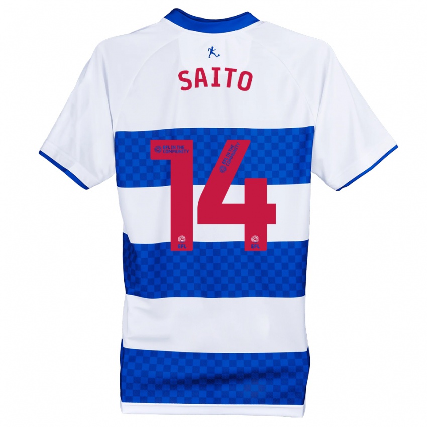 גברים קוקי סאיטו #14 כחול לבן ג'רזי ביתית 2025/26 חולצה קצרה