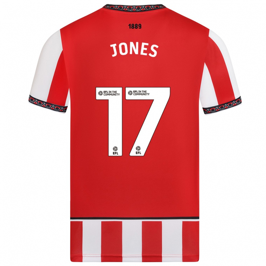 גברים Frankie Jones #17 אדום לבן ג'רזי ביתית 2025/26 חולצה קצרה