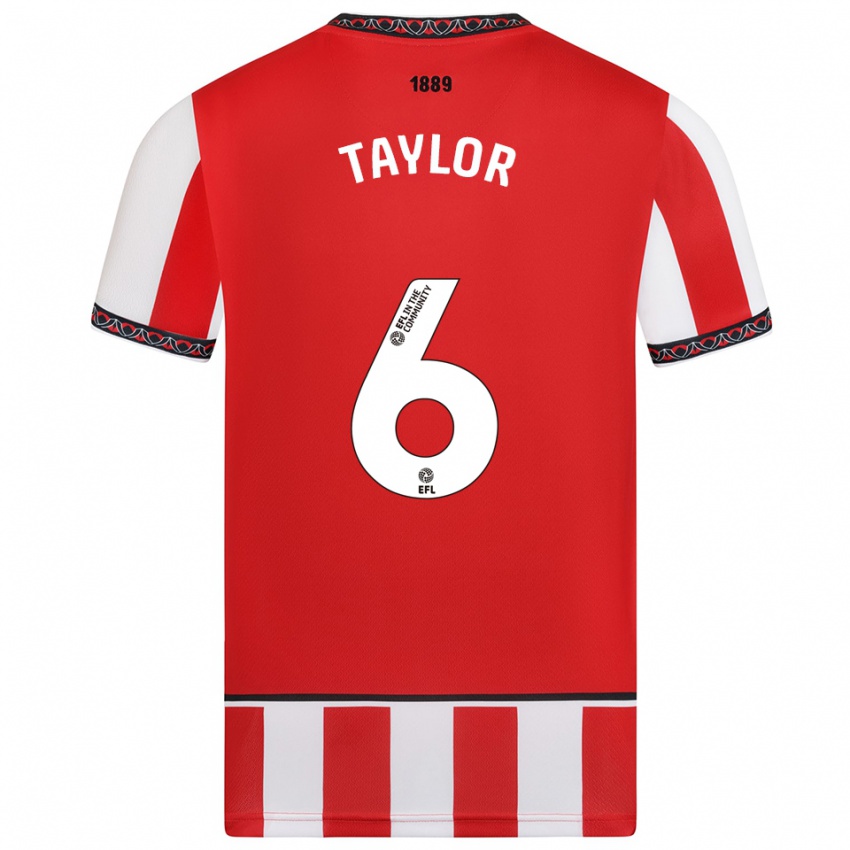 גברים Emma Taylor #6 אדום לבן ג'רזי ביתית 2025/26 חולצה קצרה