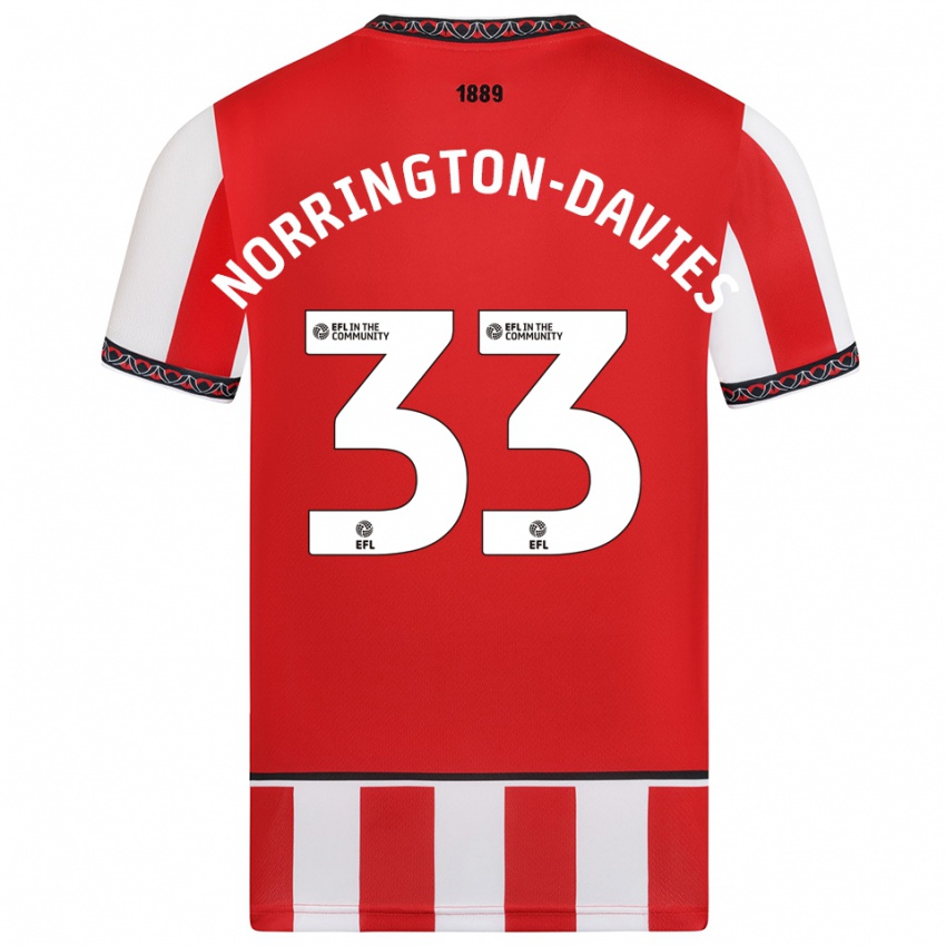 גברים ריס נורינגטון-דייוויס #33 אדום לבן ג'רזי ביתית 2025/26 חולצה קצרה