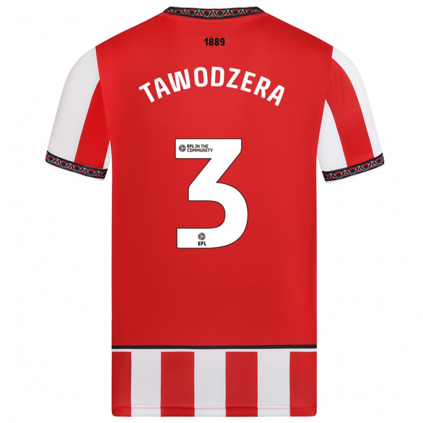 גברים Dylan Tawodzera #3 אדום לבן ג'רזי ביתית 2025/26 חולצה קצרה