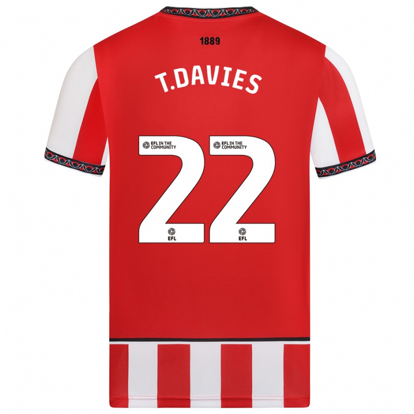 גברים טום דייויס #22 אדום לבן ג'רזי ביתית 2025/26 חולצה קצרה