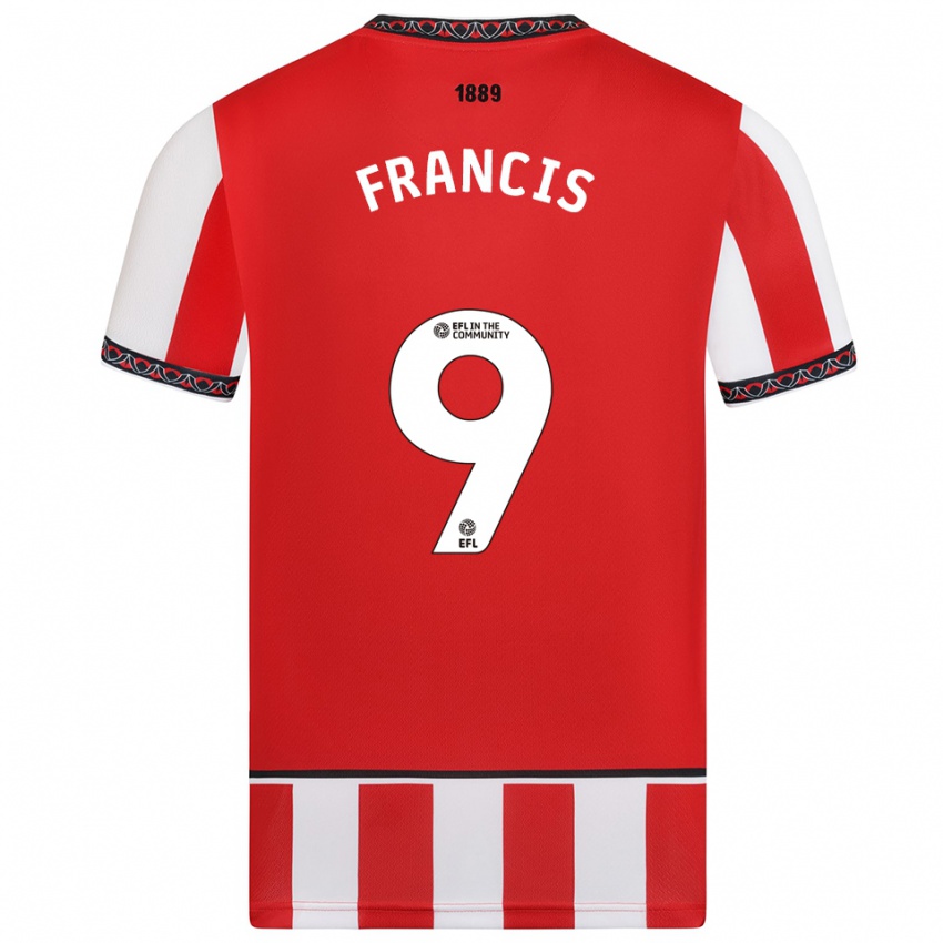 גברים Marshall Francis #9 אדום לבן ג'רזי ביתית 2025/26 חולצה קצרה