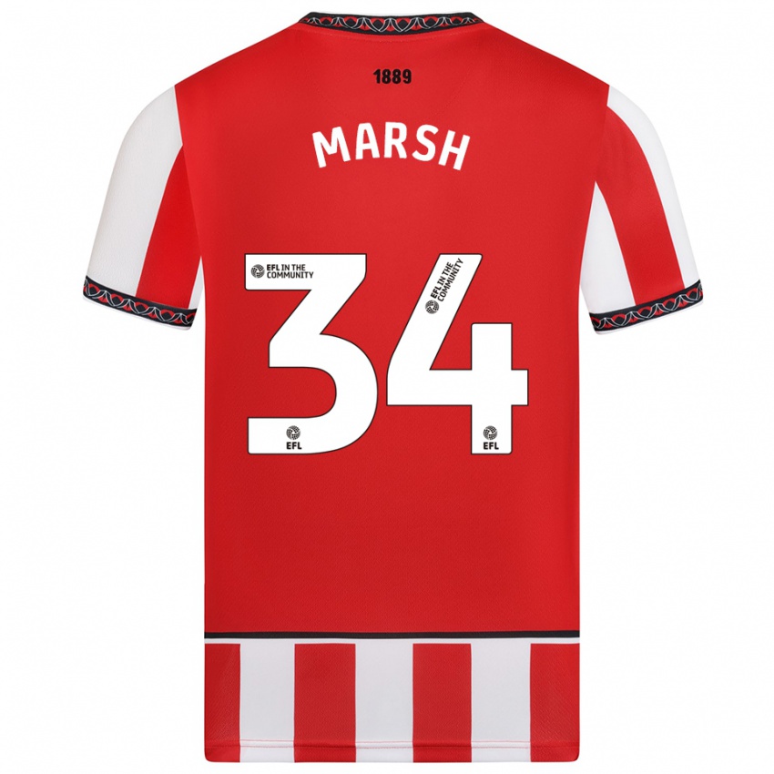 גברים לואי מארש #34 אדום לבן ג'רזי ביתית 2025/26 חולצה קצרה