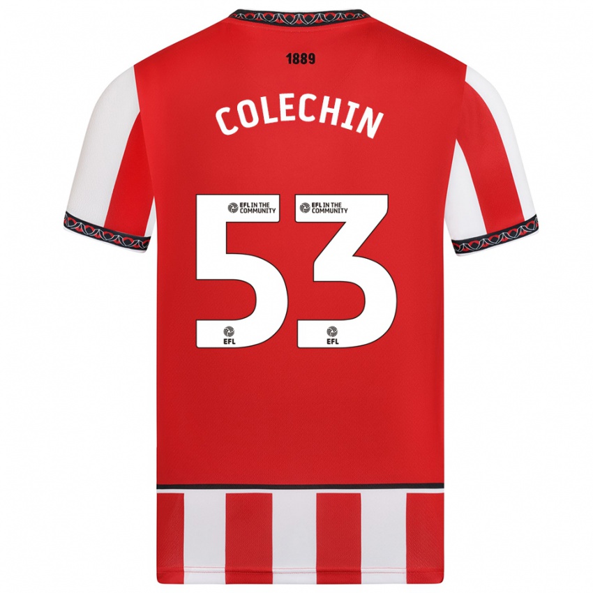 גברים Sam Colechin #53 אדום לבן ג'רזי ביתית 2025/26 חולצה קצרה