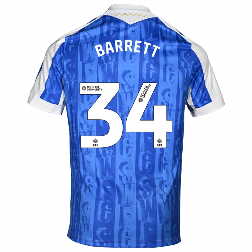 גברים קיליאן בארט #34 כחול לבן ג'רזי ביתית 2025/26 חולצה קצרה