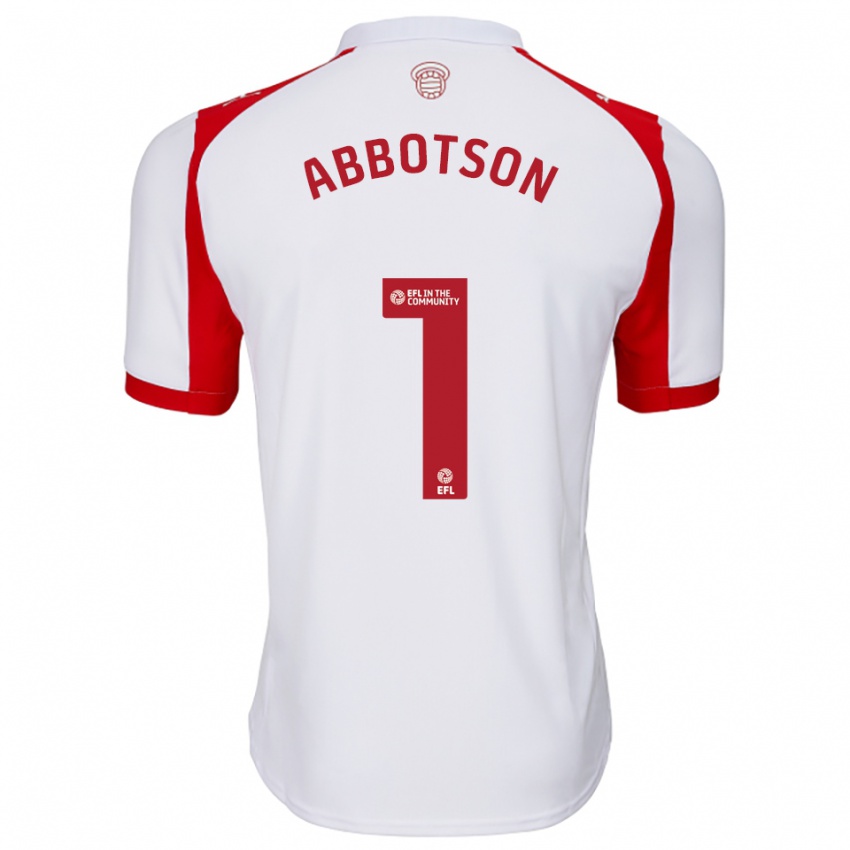גברים אוסקר אבוטסון #1 לבן אדום ג'רזי ביתית 2025/26 חולצה קצרה