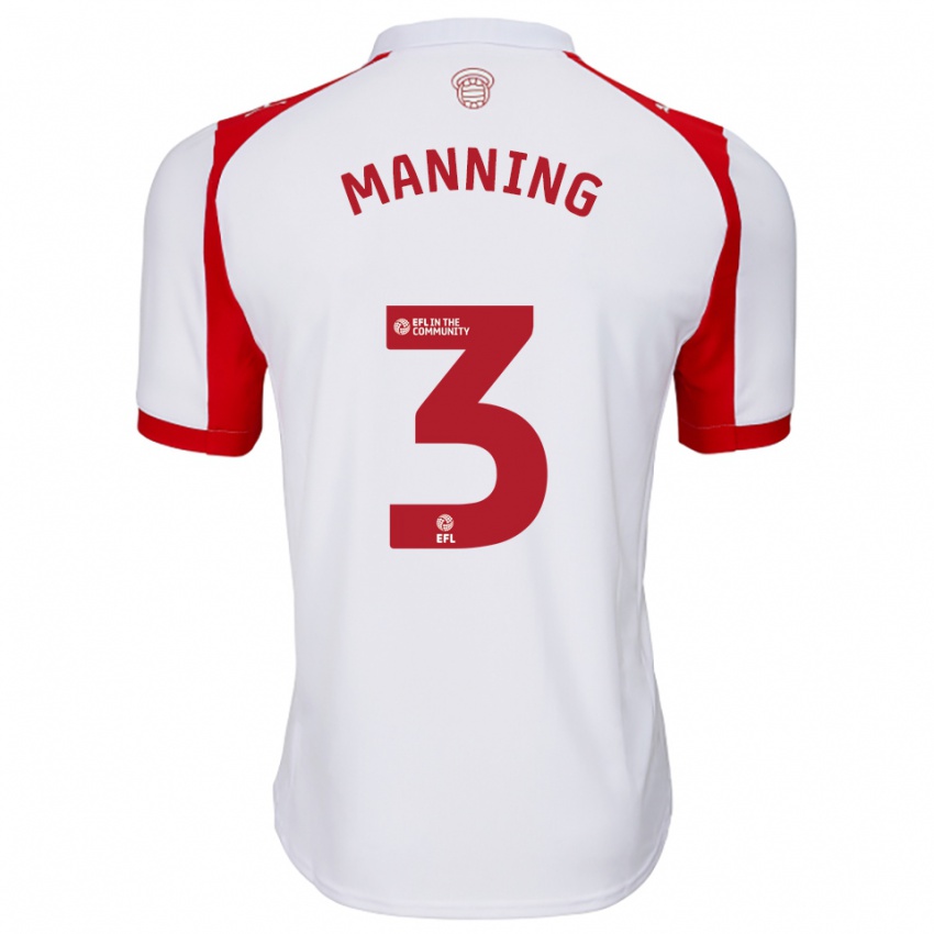 גברים ראיין מאנינג #3 לבן אדום ג'רזי ביתית 2025/26 חולצה קצרה