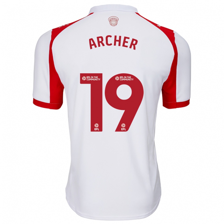 גברים קמרון ארצ'ר #19 לבן אדום ג'רזי ביתית 2025/26 חולצה קצרה