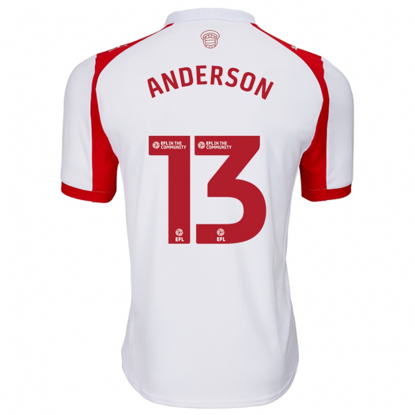 גברים קאלום אנדרסון #13 לבן אדום ג'רזי ביתית 2025/26 חולצה קצרה
