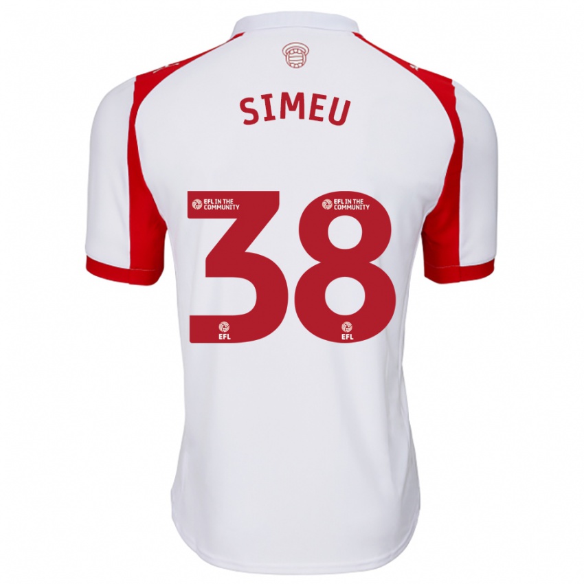 גברים דינל סימאו #38 לבן אדום ג'רזי ביתית 2025/26 חולצה קצרה