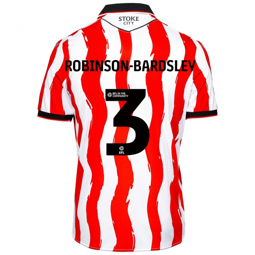 גברים Rocco Robinson-Bardsley #3 לבן אדום ג'רזי ביתית 2025/26 חולצה קצרה