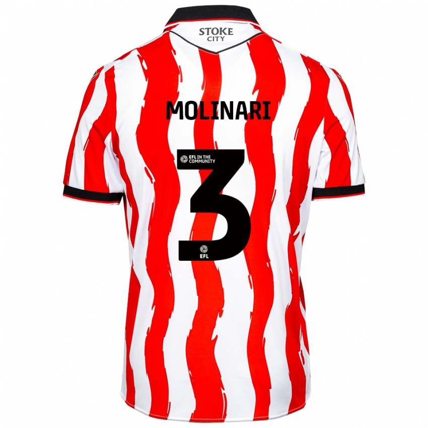 גברים לוסיה מולינארי #3 לבן אדום ג'רזי ביתית 2025/26 חולצה קצרה