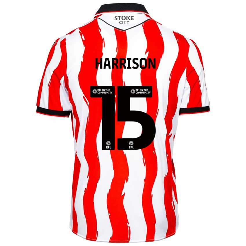 גברים Max Harrison #15 לבן אדום ג'רזי ביתית 2025/26 חולצה קצרה