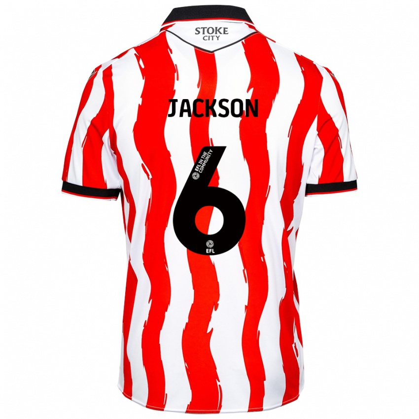 גברים ג'קסון קלי #6 לבן אדום ג'רזי ביתית 2025/26 חולצה קצרה