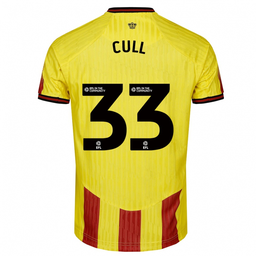 גברים Hermione Cull #33 צהוב אדום ג'רזי ביתית 2025/26 חולצה קצרה