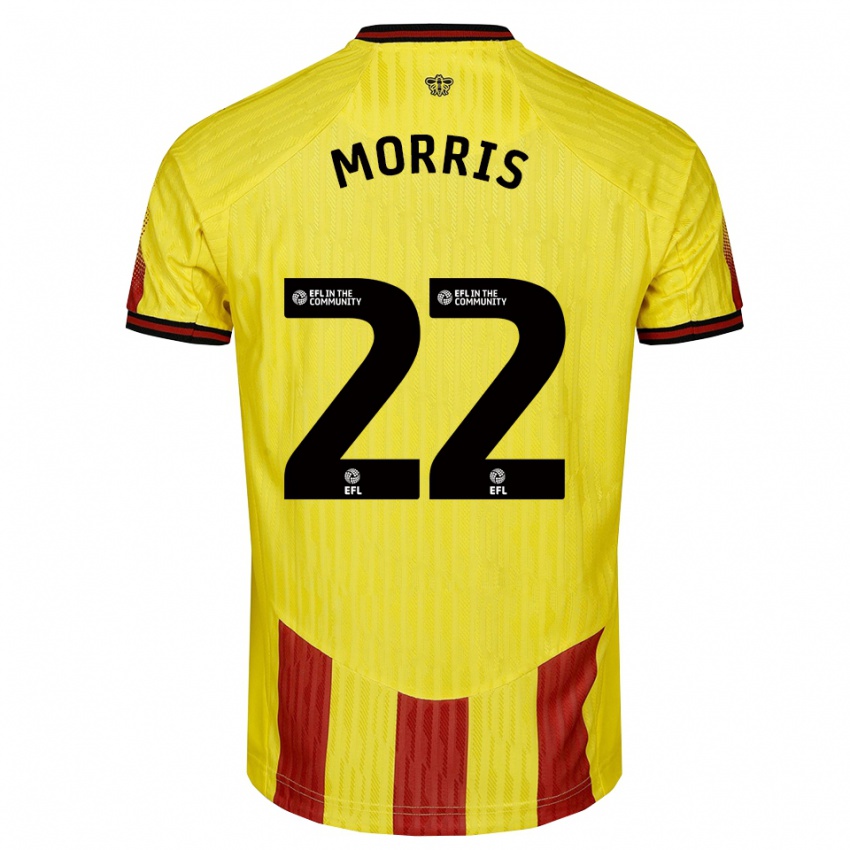 גברים James Morris #22 צהוב אדום ג'רזי ביתית 2025/26 חולצה קצרה