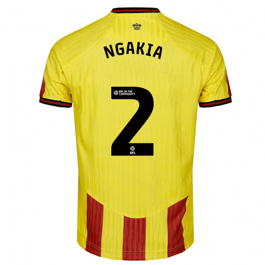 גברים Jeremy Ngakia #2 צהוב אדום ג'רזי ביתית 2025/26 חולצה קצרה