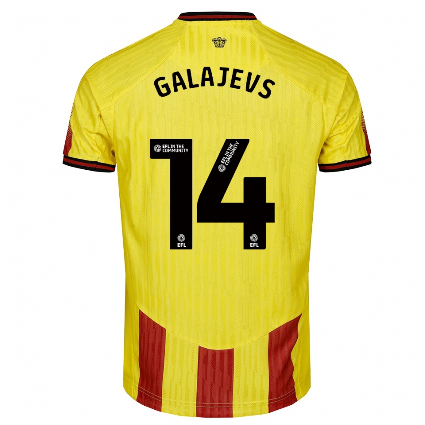 גברים Marats Galajevs #14 צהוב אדום ג'רזי ביתית 2025/26 חולצה קצרה