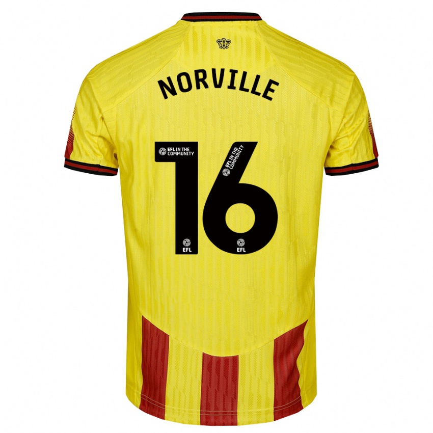 גברים Jael Norville #16 צהוב אדום ג'רזי ביתית 2025/26 חולצה קצרה