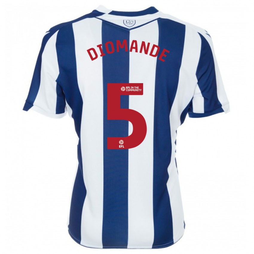 גברים מוחמד דיומנדה #5 כחול נייבי לבן ג'רזי ביתית 2025/26 חולצה קצרה