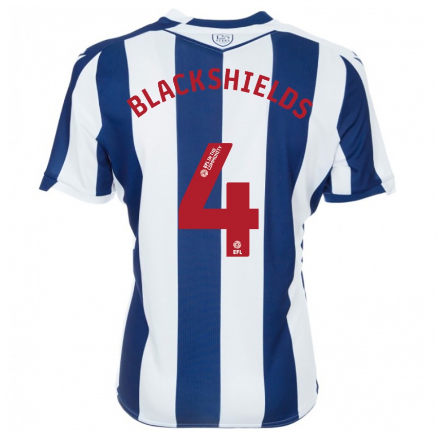 גברים צ'רלי בלקשילדס #4 כחול נייבי לבן ג'רזי ביתית 2025/26 חולצה קצרה