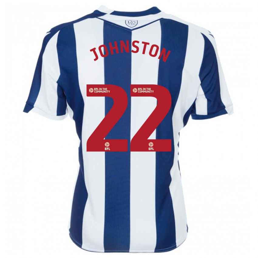 גברים מייקל ג'ונסטון #22 כחול נייבי לבן ג'רזי ביתית 2025/26 חולצה קצרה