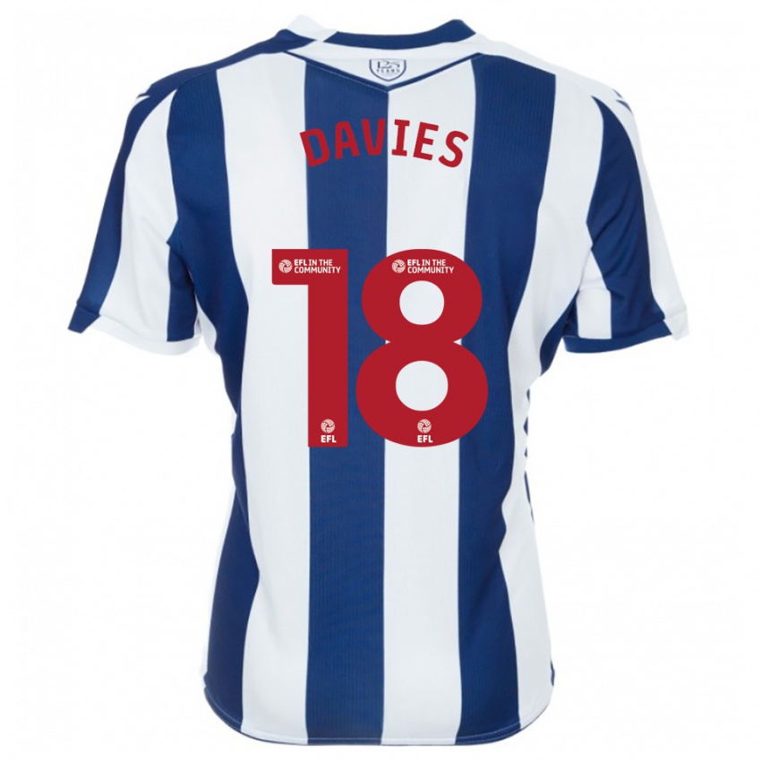גברים ג'סיקה דייויס #18 כחול נייבי לבן ג'רזי ביתית 2025/26 חולצה קצרה