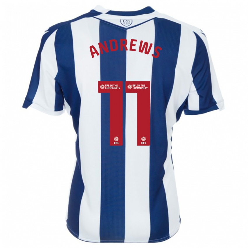 גברים Marli Rhodes-Andrews #11 כחול נייבי לבן ג'רזי ביתית 2025/26 חולצה קצרה גברים Marli Rhodes-Andrews #11 כחול נייבי לבן ג'רזי ביתית 2025/26 חולצה קצרה