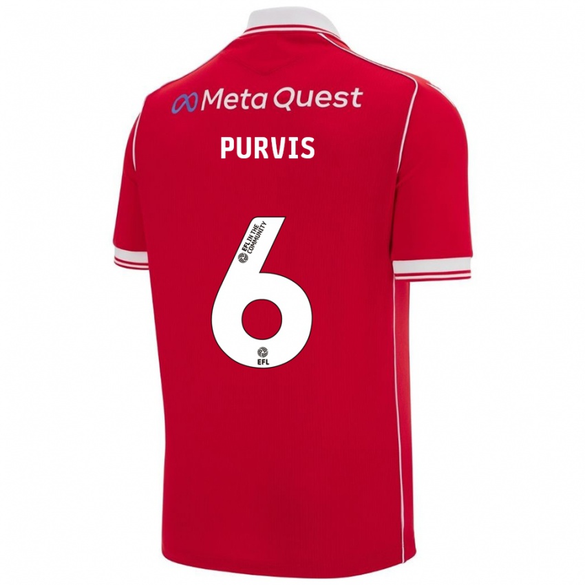 גברים Max Purvis #6 אדום לבן ג'רזי ביתית 2025/26 חולצה קצרה