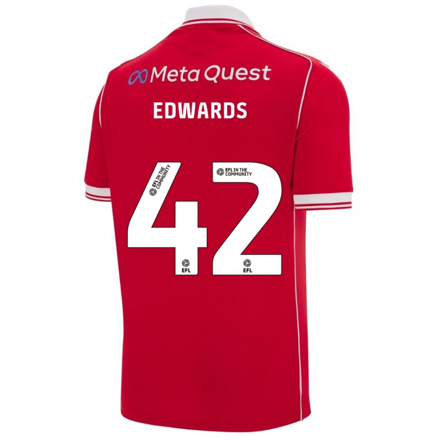 גברים קאלום אדוארדס #42 אדום לבן ג'רזי ביתית 2025/26 חולצה קצרה