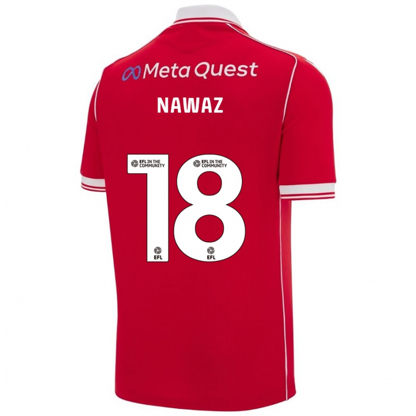 גברים Umar Nawaz #18 אדום לבן ג'רזי ביתית 2025/26 חולצה קצרה