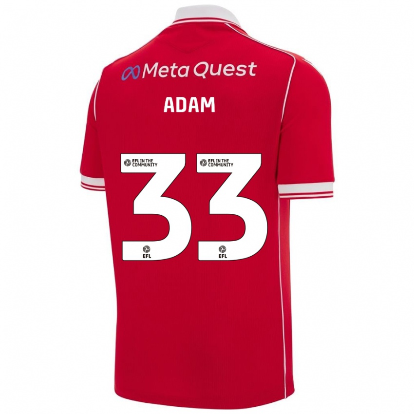 גברים Josh Adam #33 אדום לבן ג'רזי ביתית 2025/26 חולצה קצרה