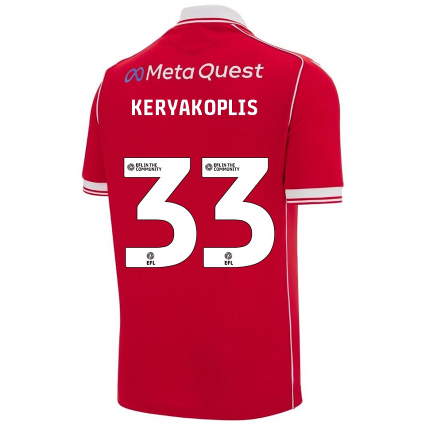 גברים חנה קריאקופליס #33 אדום לבן ג'רזי ביתית 2025/26 חולצה קצרה
