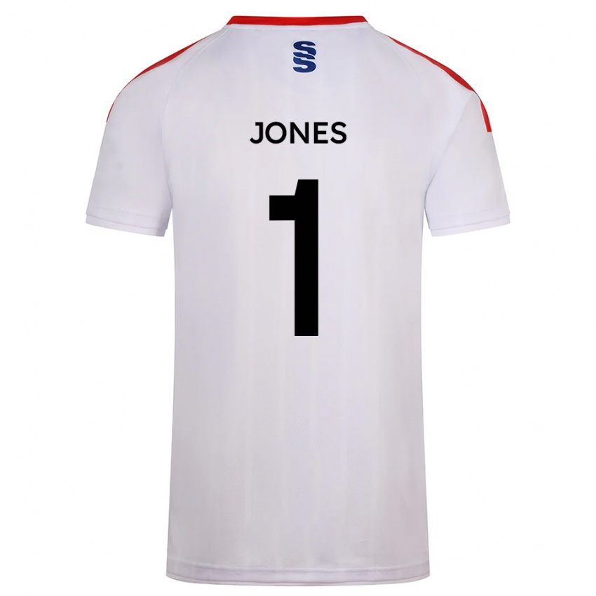 גברים Zac Jones #1 לבן כחול נייבי ג'רזי ביתית 2025/26 חולצה קצרה