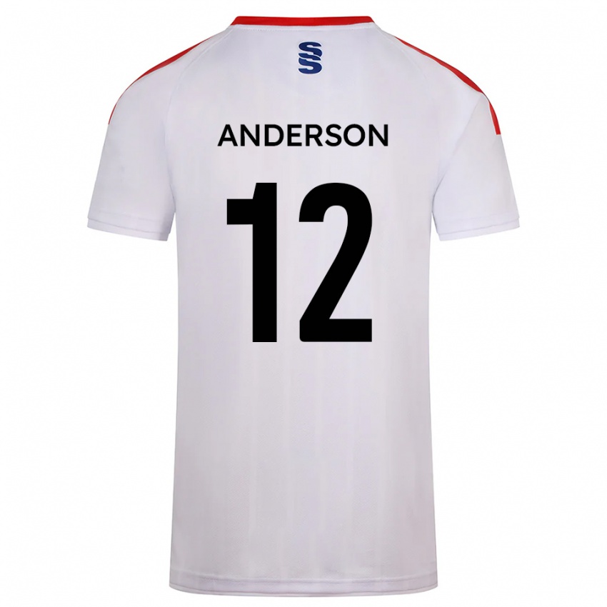 גברים Zea Anderson #12 לבן כחול נייבי ג'רזי ביתית 2025/26 חולצה קצרה