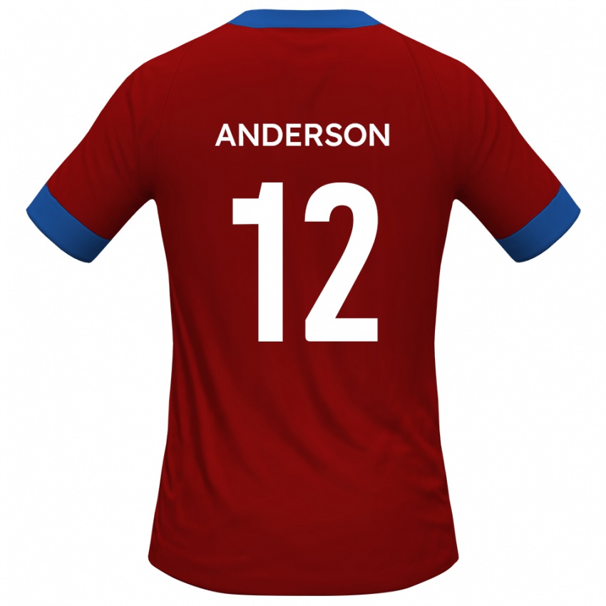 גברים קין אנדרסון #12 כחול אדום ג'רזי ביתית 2025/26 חולצה קצרה