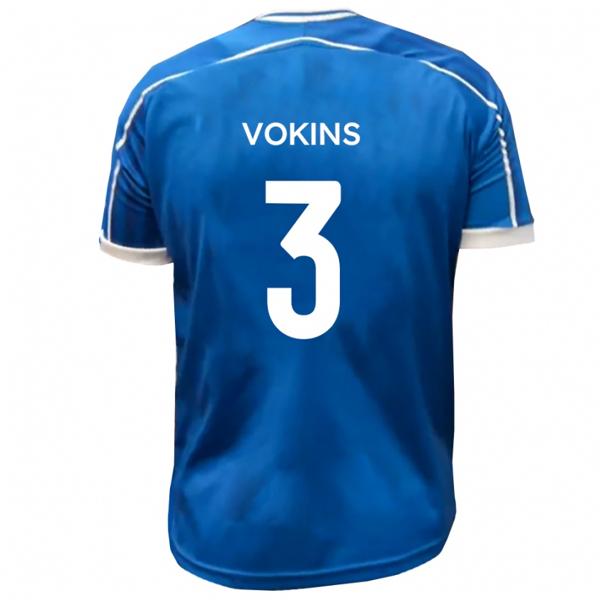 גברים ג'ייק ווקינס #3 כחול לבן ג'רזי ביתית 2025/26 חולצה קצרה