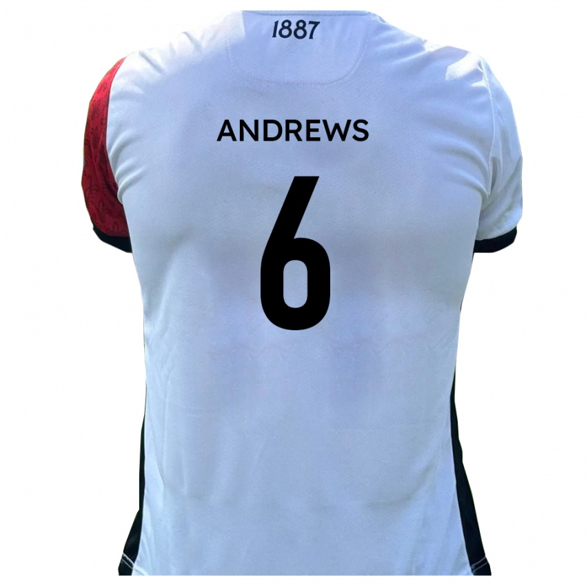 גברים Jamie Andrews #6 אדום לבן ג'רזי ביתית 2025/26 חולצה קצרה