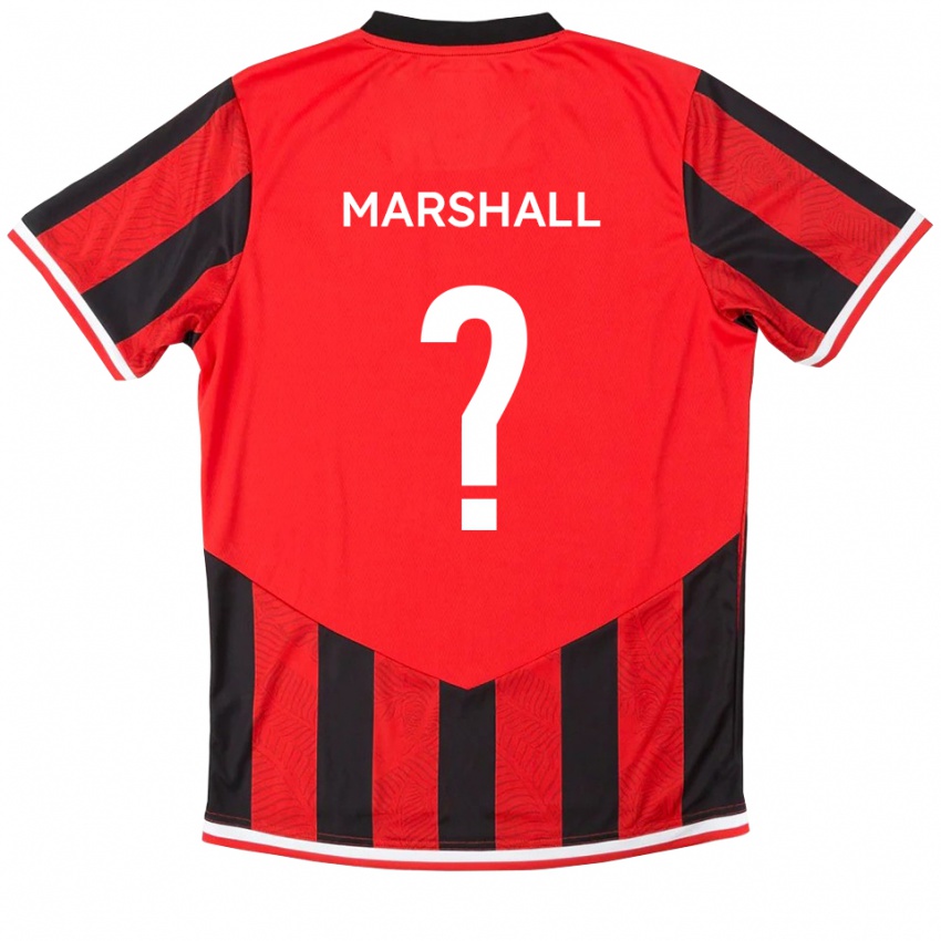 גברים Daisy Marshall #0 אדום שחור ג'רזי ביתית 2025/26 חולצה קצרה