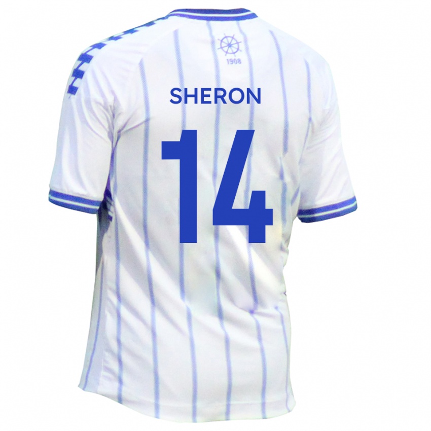 גברים ניית׳ן שרון #14 לבן כחול ג'רזי ביתית 2025/26 חולצה קצרה