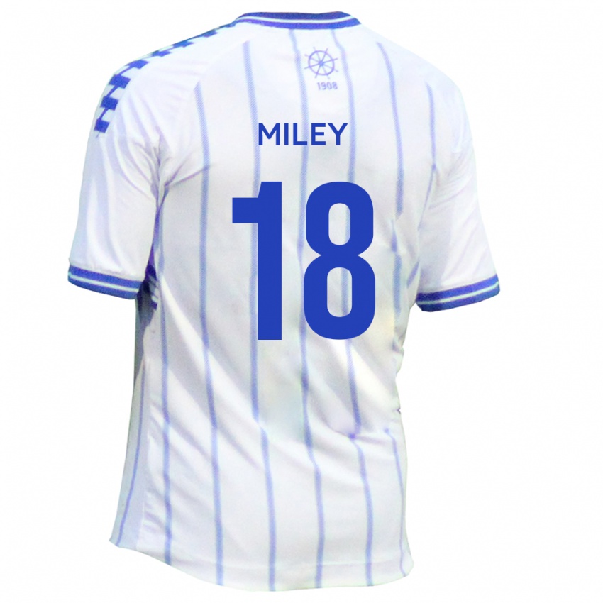 גברים Jamie Miley #18 לבן כחול ג'רזי ביתית 2025/26 חולצה קצרה