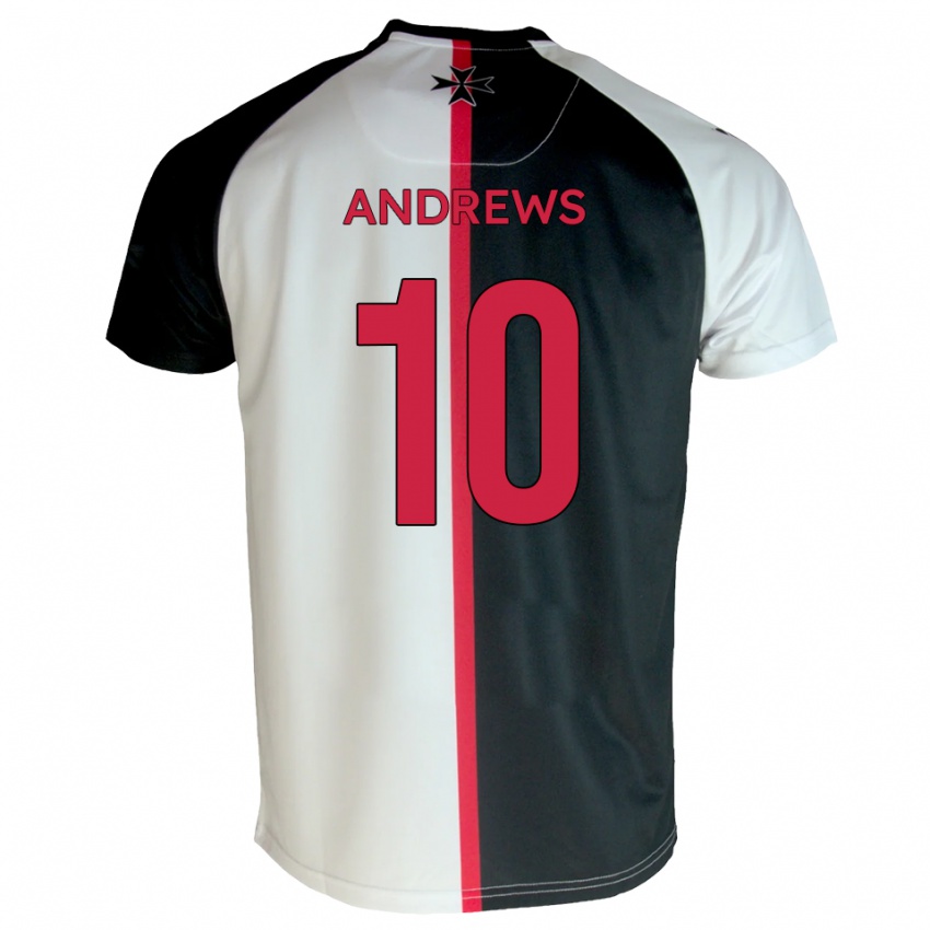 גברים קורי אנדרוז #10 לבן שחור ג'רזי ביתית 2025/26 חולצה קצרה