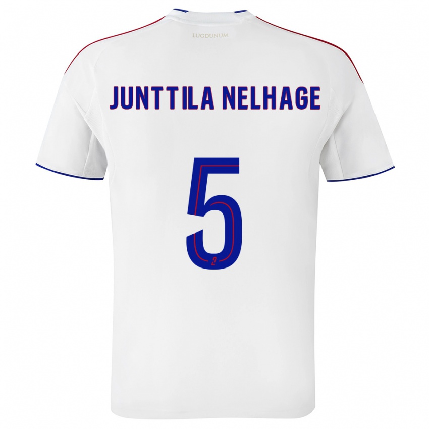 גברים Elma Junttila Nelhage #5 לבן אדום ג'רזי ביתית 2025/26 חולצה קצרה