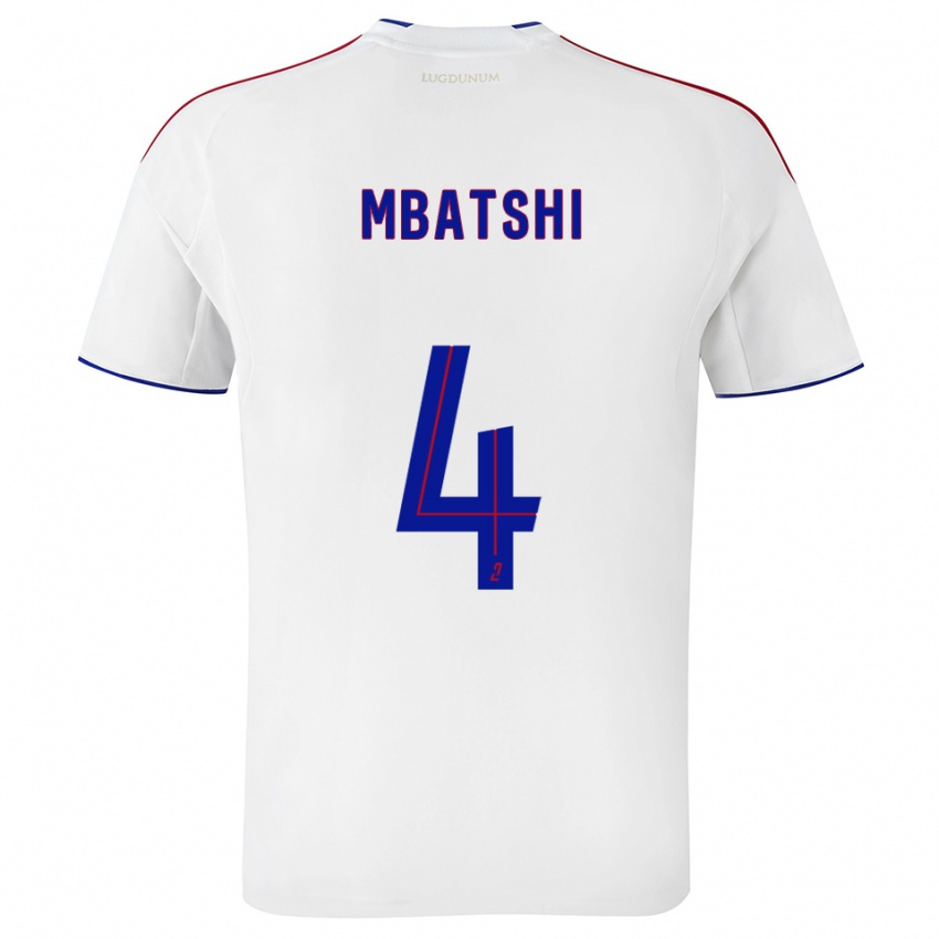 גברים Prince Mbatshi Mukuba #4 לבן אדום ג'רזי ביתית 2025/26 חולצה קצרה