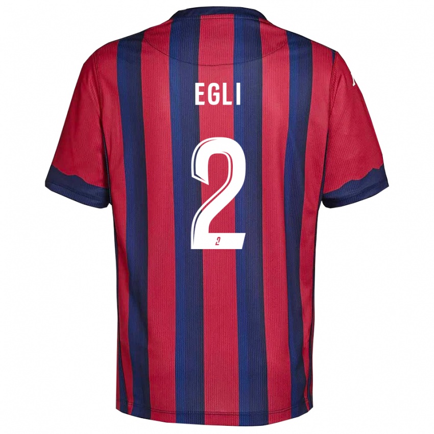 גברים Mattéo Egli #2 בורדו כחול נייבי ג'רזי ביתית 2025/26 חולצה קצרה