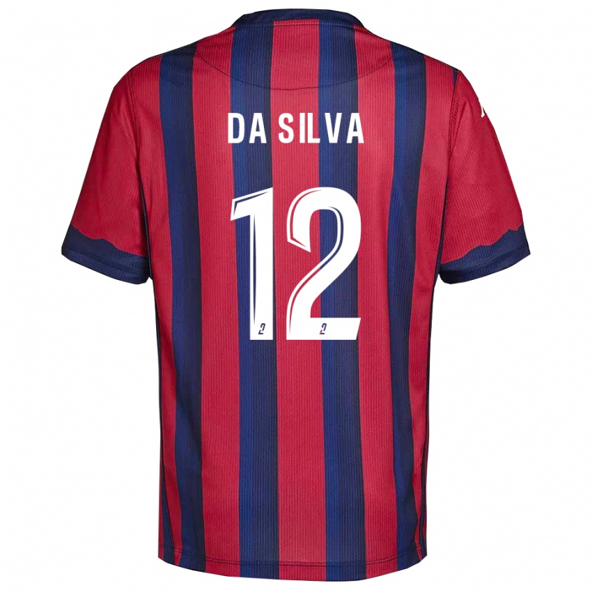 גברים דמיאן דה סילבה #12 בורדו כחול נייבי ג'רזי ביתית 2025/26 חולצה קצרה
