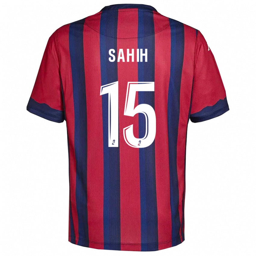 גברים Yanis Sahih #15 בורדו כחול נייבי ג'רזי ביתית 2025/26 חולצה קצרה