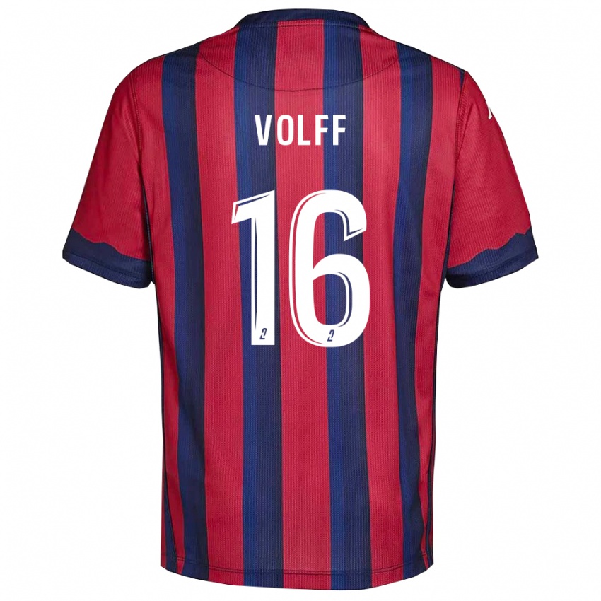 גברים Émilie Volff #16 בורדו כחול נייבי ג'רזי ביתית 2025/26 חולצה קצרה