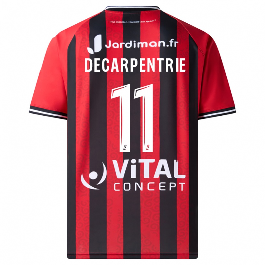 גברים Valentin Decarpentrie #11 אדום שחור ג'רזי ביתית 2025/26 חולצה קצרה